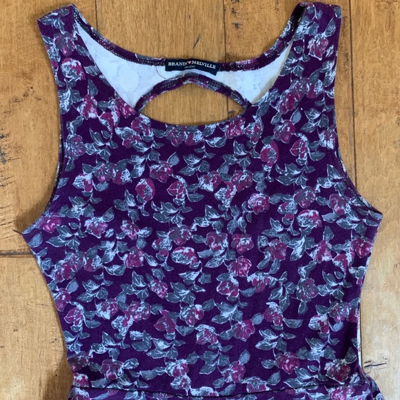 Brandy Melville Purple Floral Open Back Skater Dress - Picture 5 of 9